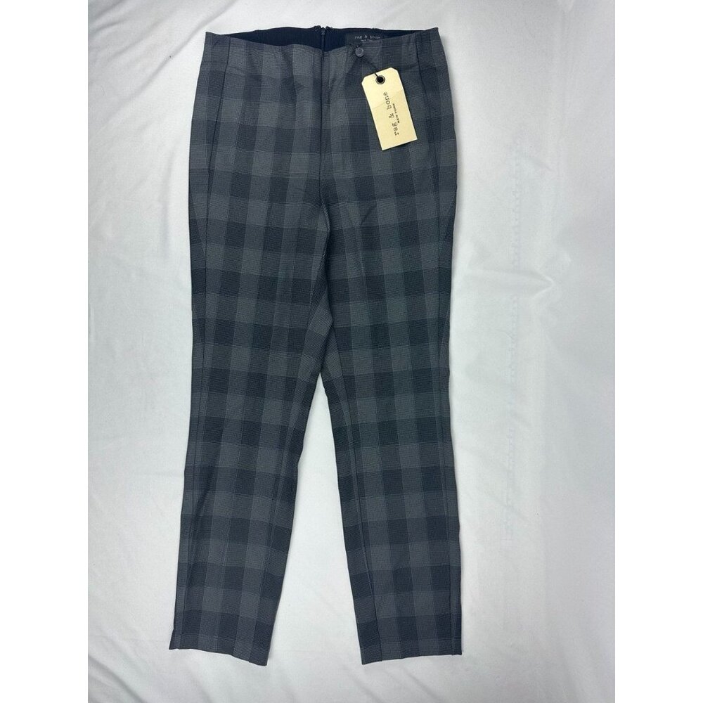NWT Rag & Bone Simone Black and Gray Plaid Pants Women's Size 8 $325